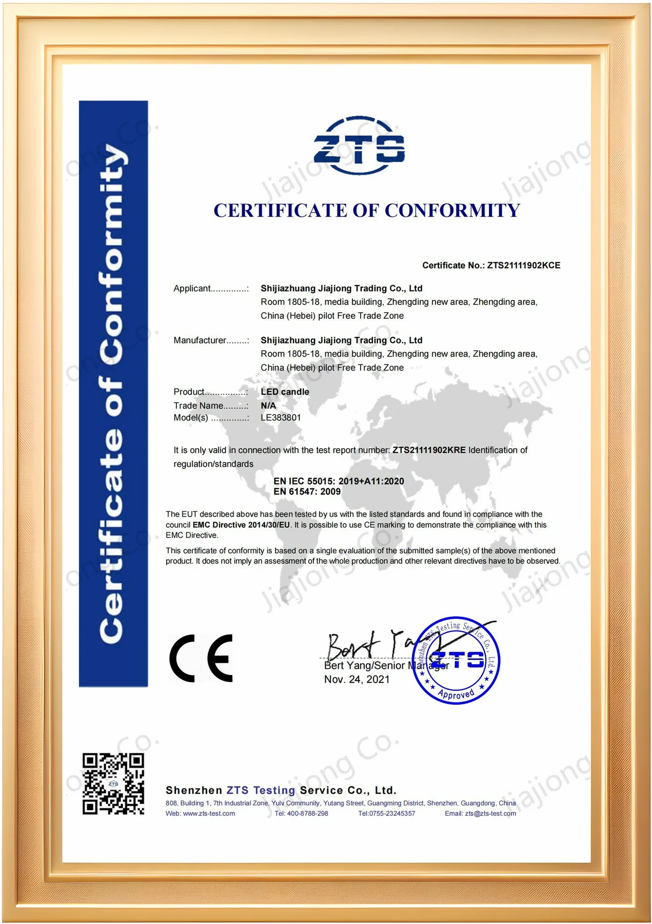 CE certificate for LED candle production